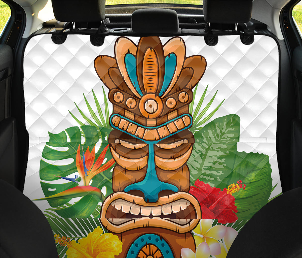Aloha Tiki Print Pet Car Back Seat Cover