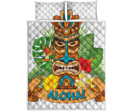 Aloha Tiki Print Quilt Bed Set