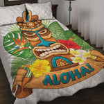 Aloha Tiki Print Quilt Bed Set