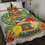 Aloha Tiki Print Quilt Bed Set
