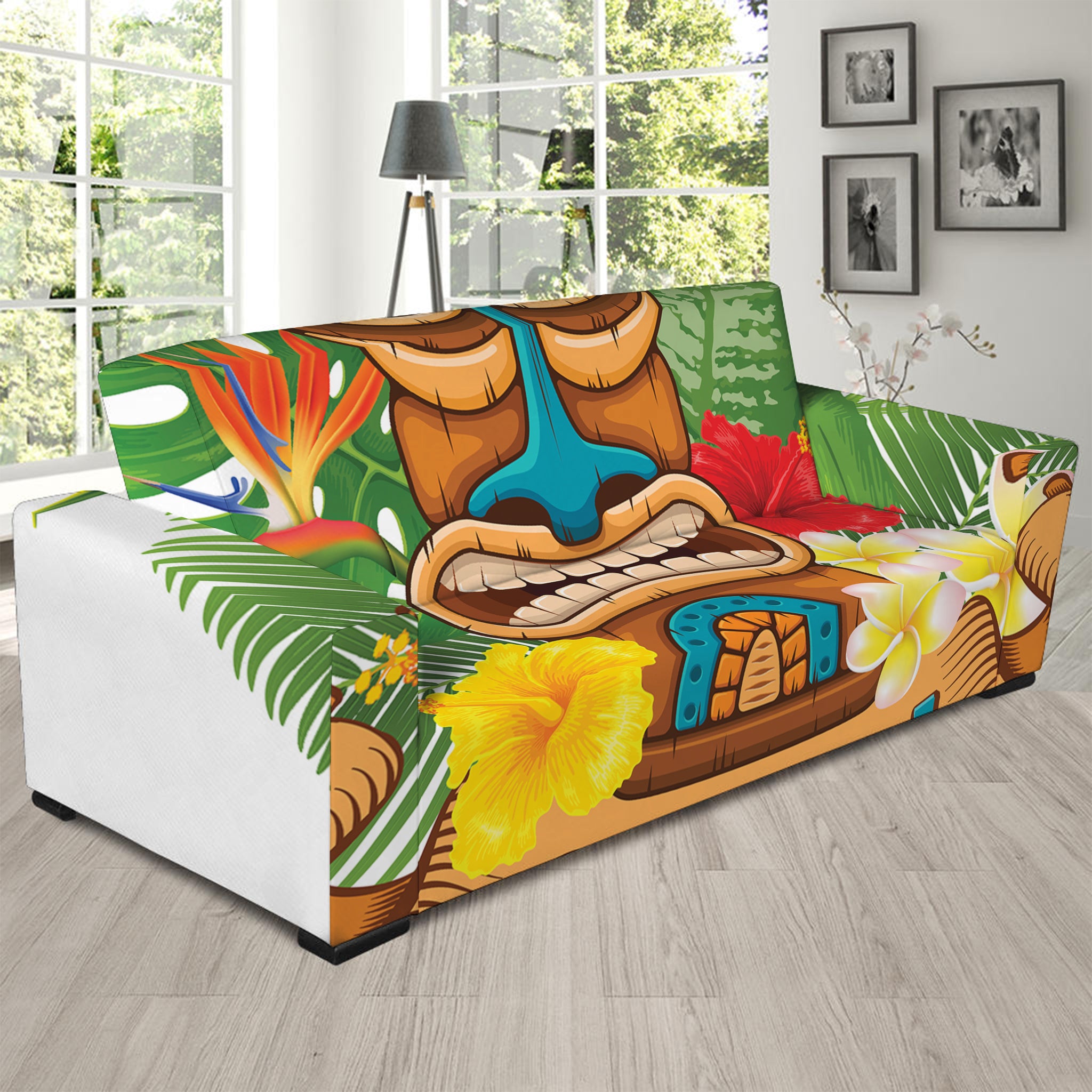 Aloha Tiki Print Sofa Slipcover