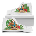 Aloha Tiki Print White High Top Shoes