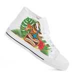 Aloha Tiki Print White High Top Shoes