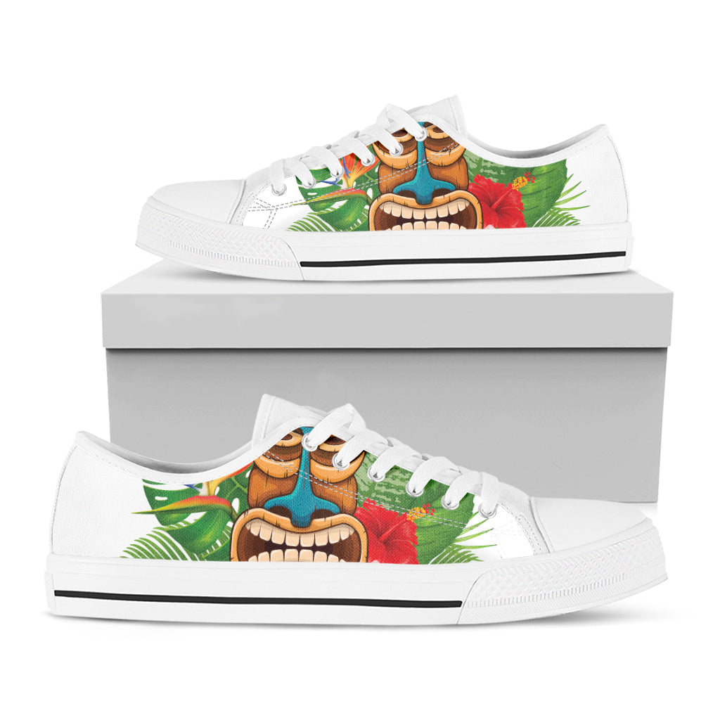 Aloha Tiki Print White Low Top Shoes