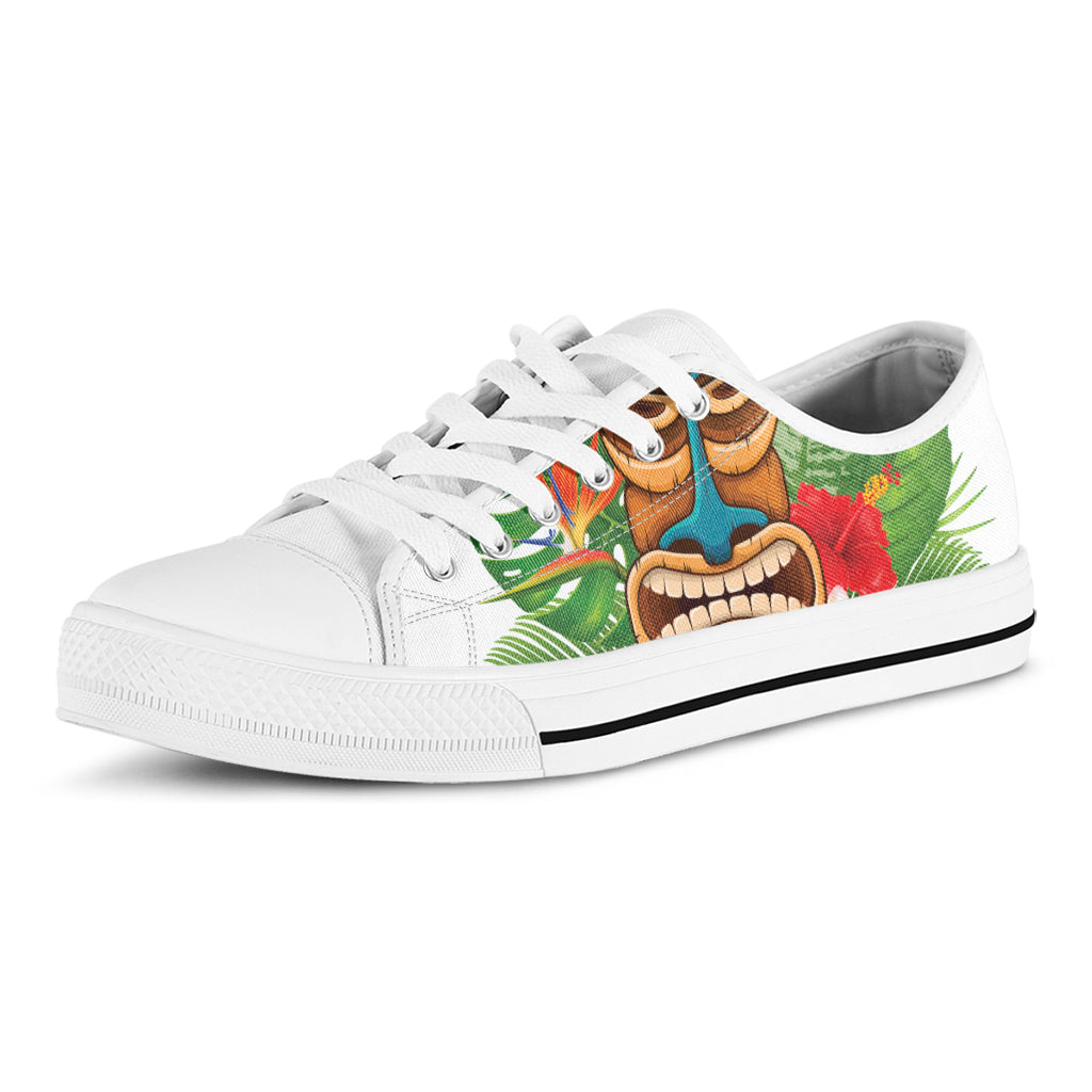 Aloha Tiki Print White Low Top Shoes