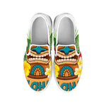 Aloha Tiki Print White Slip On Shoes