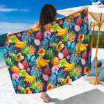 Aloha Tropical Fruits Pattern Print Beach Sarong Wrap
