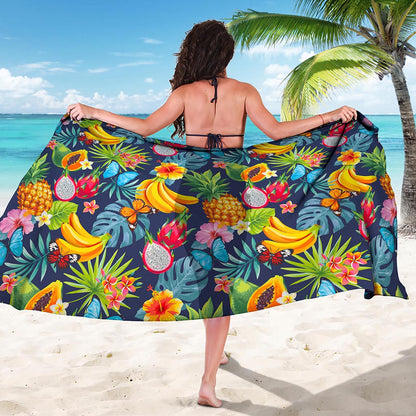 Aloha Tropical Fruits Pattern Print Beach Sarong Wrap
