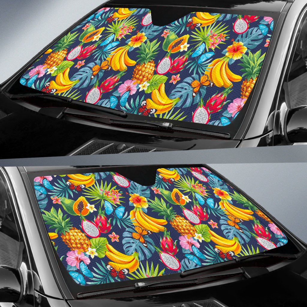 Aloha Tropical Fruits Pattern Print Car Sun Shade GearFrost