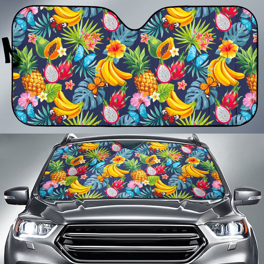 Aloha Tropical Fruits Pattern Print Car Sun Shade GearFrost