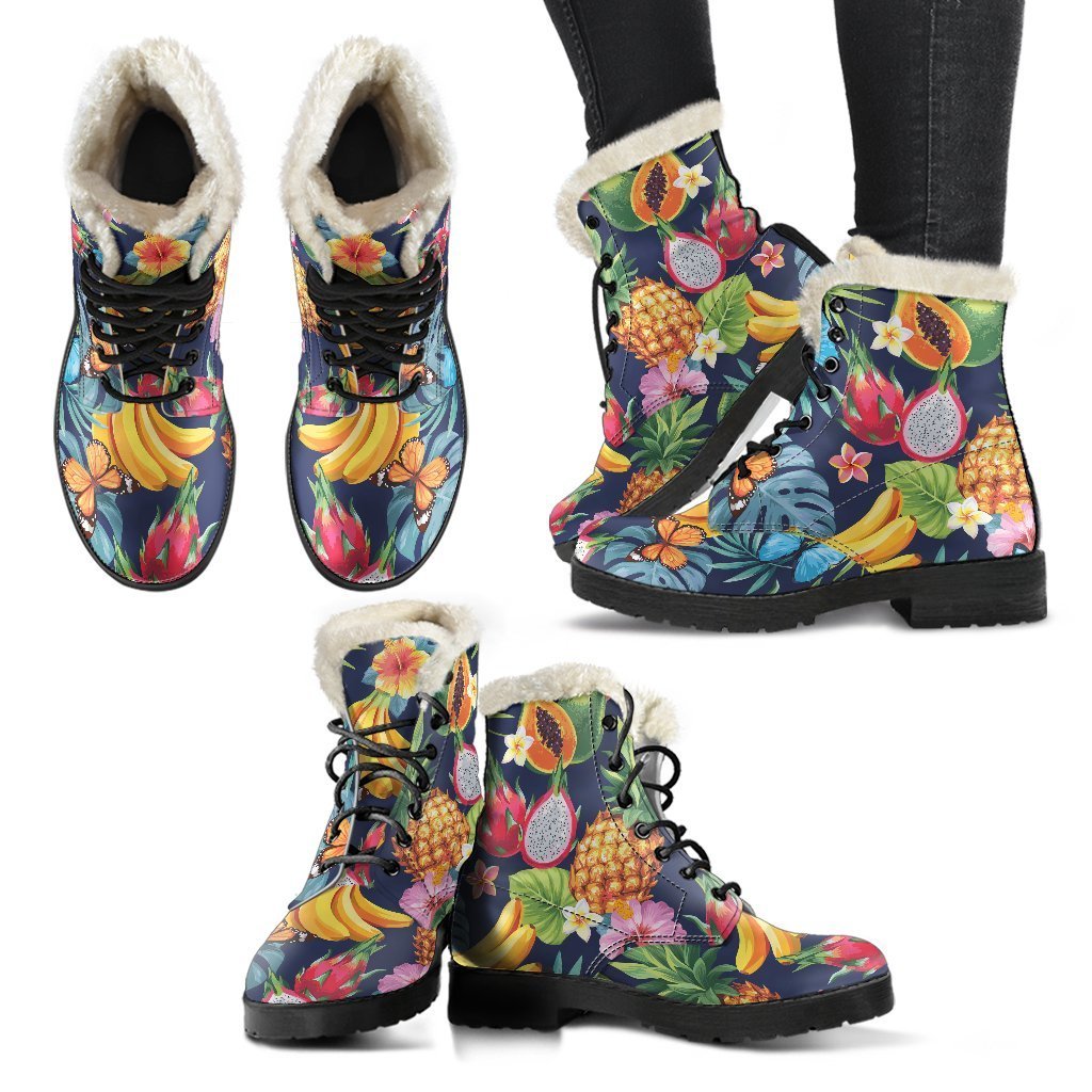Aloha Tropical Fruits Pattern Print Comfy Boots GearFrost