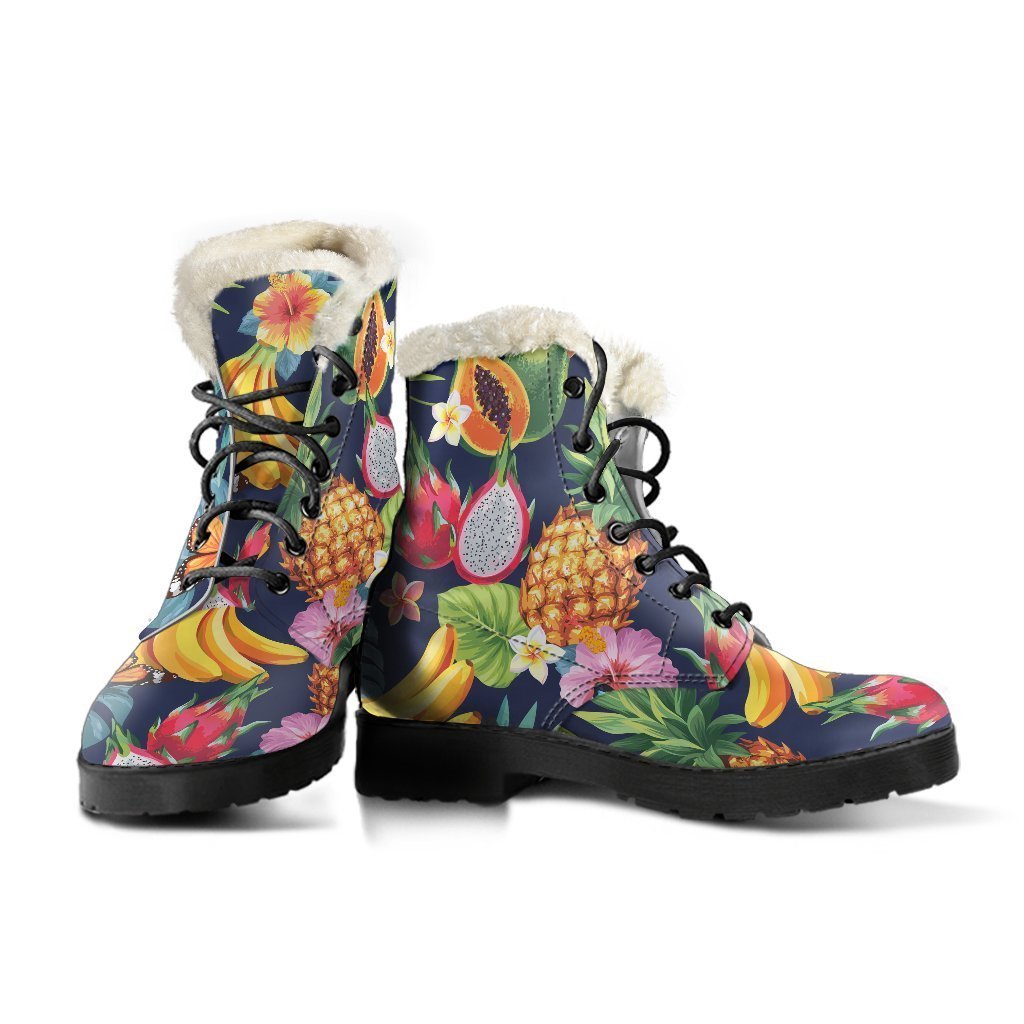 Aloha Tropical Fruits Pattern Print Comfy Boots GearFrost