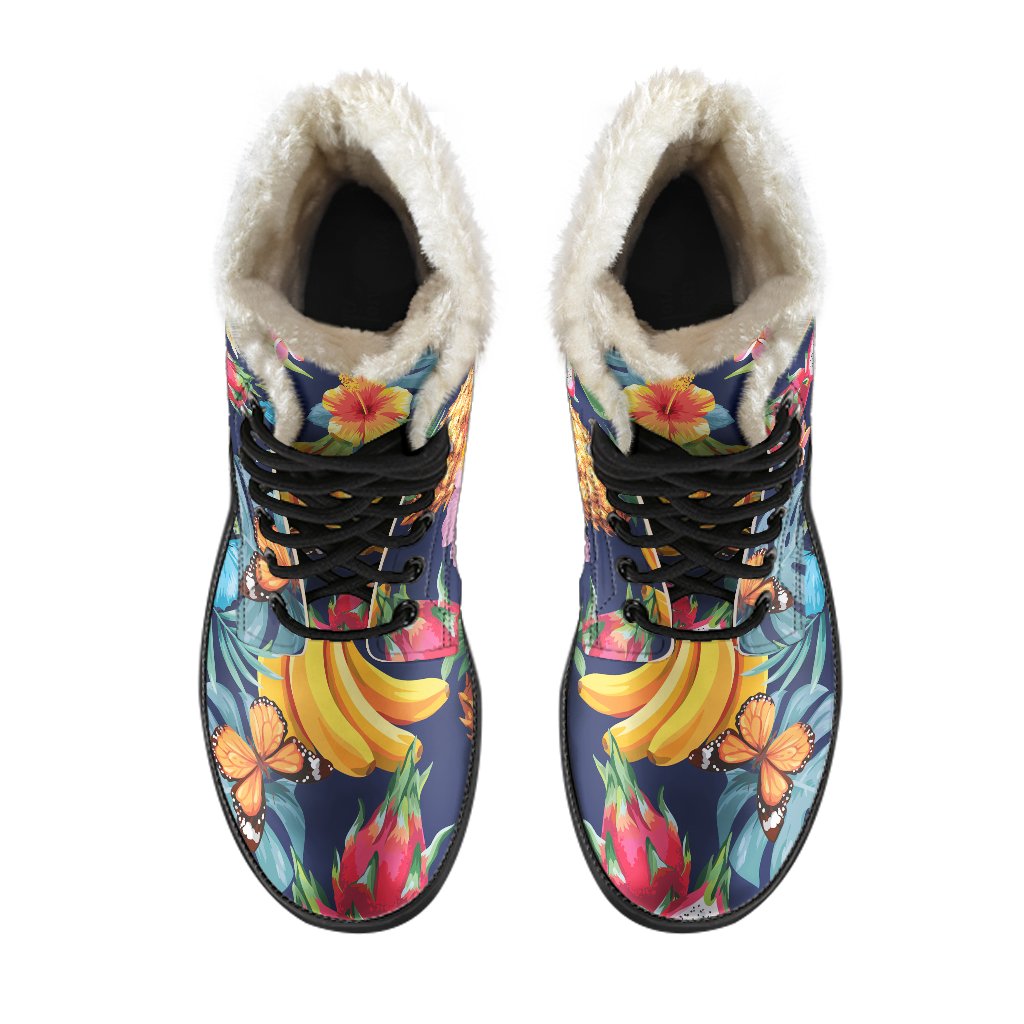 Aloha Tropical Fruits Pattern Print Comfy Boots GearFrost