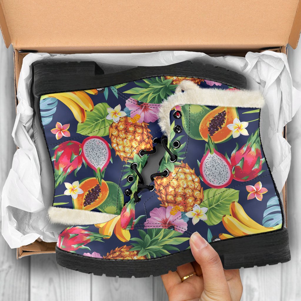 Aloha Tropical Fruits Pattern Print Comfy Boots GearFrost