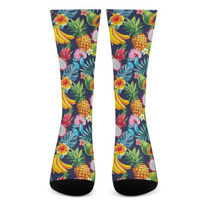 Aloha Tropical Fruits Pattern Print Crew Socks