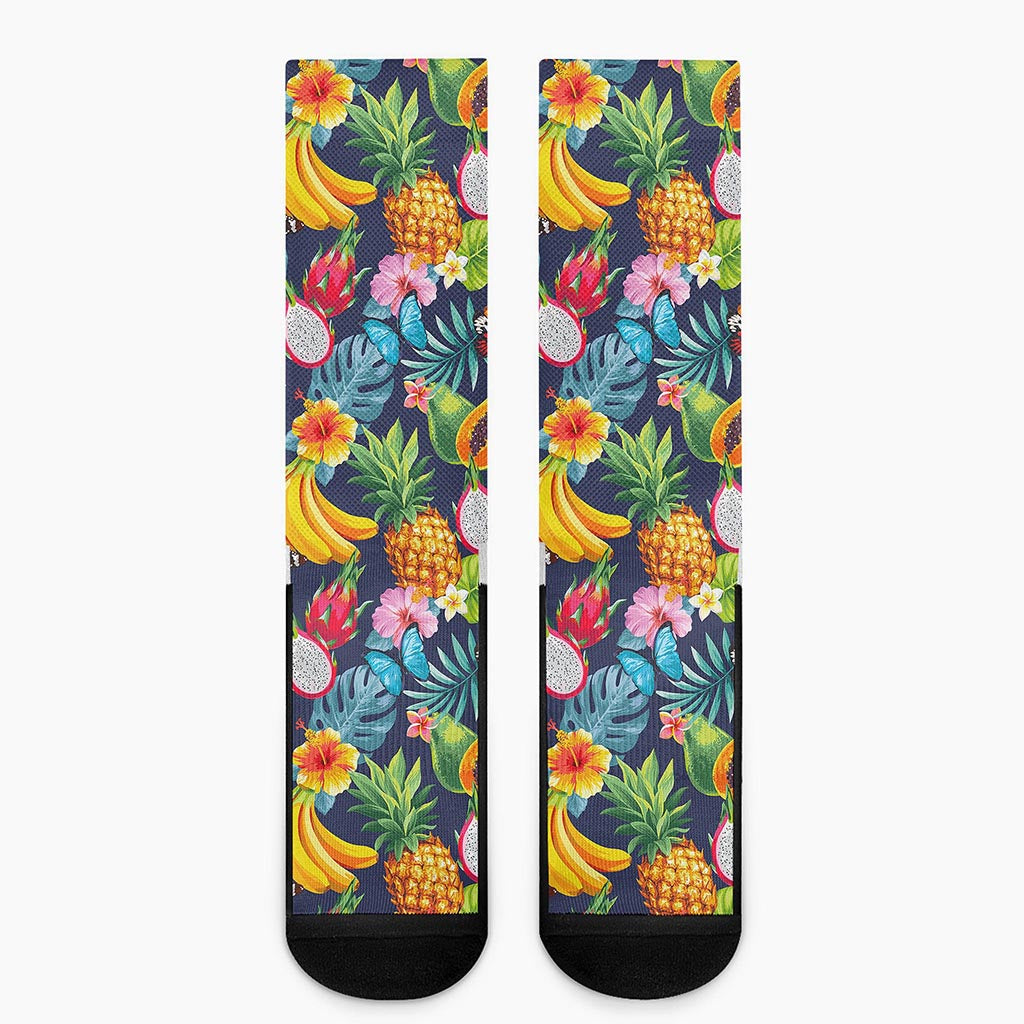 Aloha Tropical Fruits Pattern Print Crew Socks