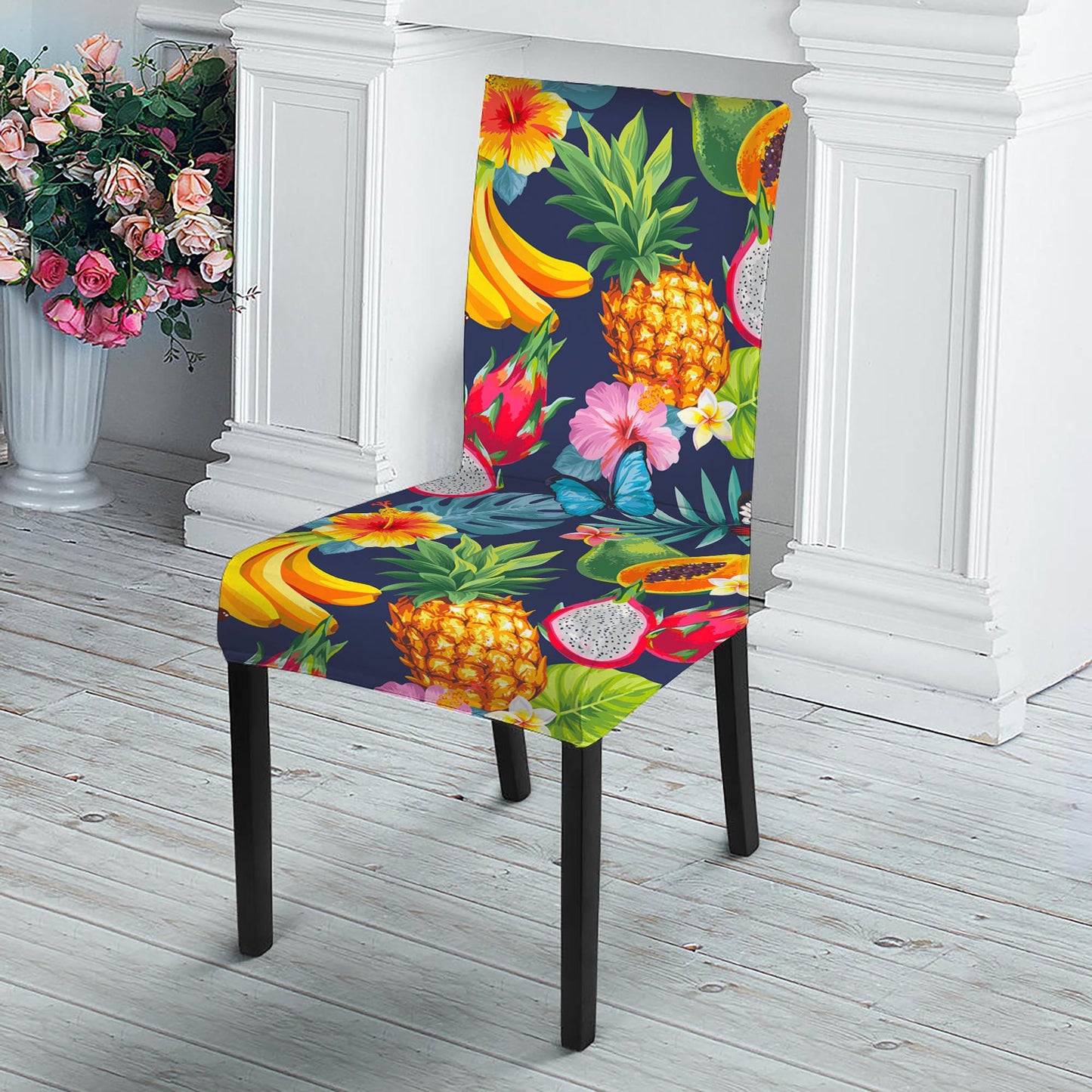 Aloha Tropical Fruits Pattern Print Dining Chair Slipcover