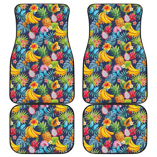 Aloha Tropical Fruits Pattern Print Front and Back Car Floor Mats