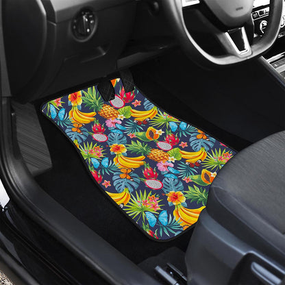 Aloha Tropical Fruits Pattern Print Front and Back Car Floor Mats