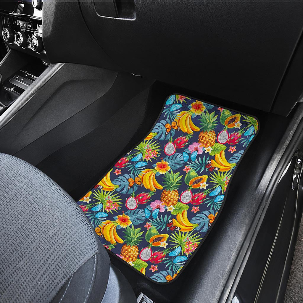 Aloha Tropical Fruits Pattern Print Front and Back Car Floor Mats