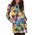 Aloha Tropical Fruits Pattern Print Pullover Hoodie Dress