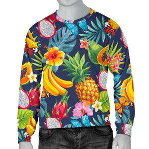 Aloha Tropical Fruits Pattern Print Men's Crewneck Sweatshirt GearFrost