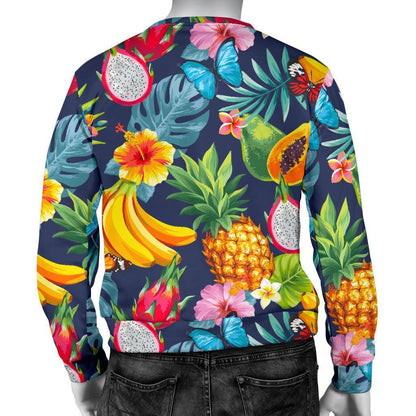 Aloha Tropical Fruits Pattern Print Men's Crewneck Sweatshirt GearFrost
