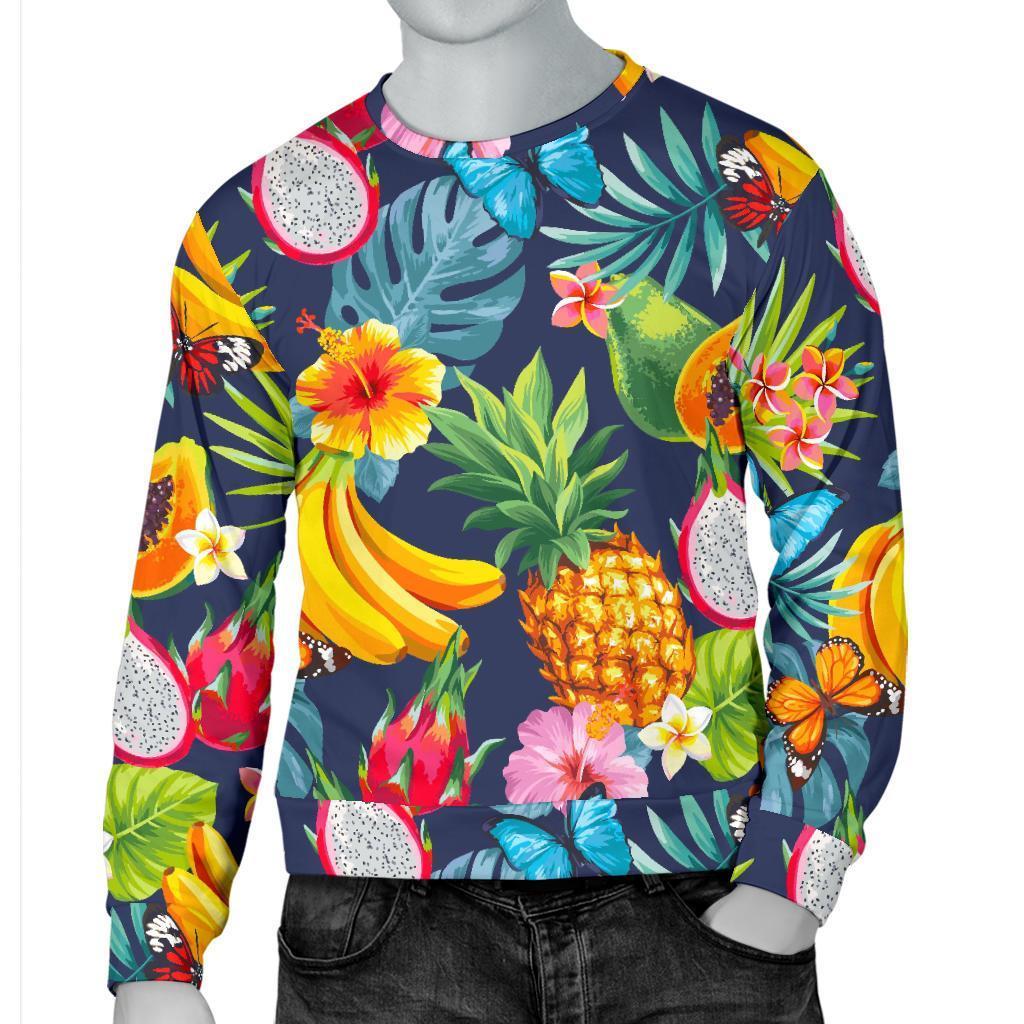 Aloha Tropical Fruits Pattern Print Men's Crewneck Sweatshirt GearFrost