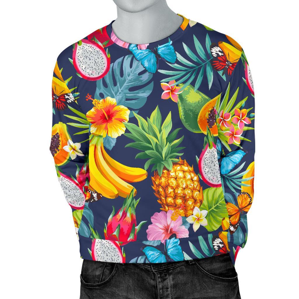 Aloha Tropical Fruits Pattern Print Men's Crewneck Sweatshirt GearFrost