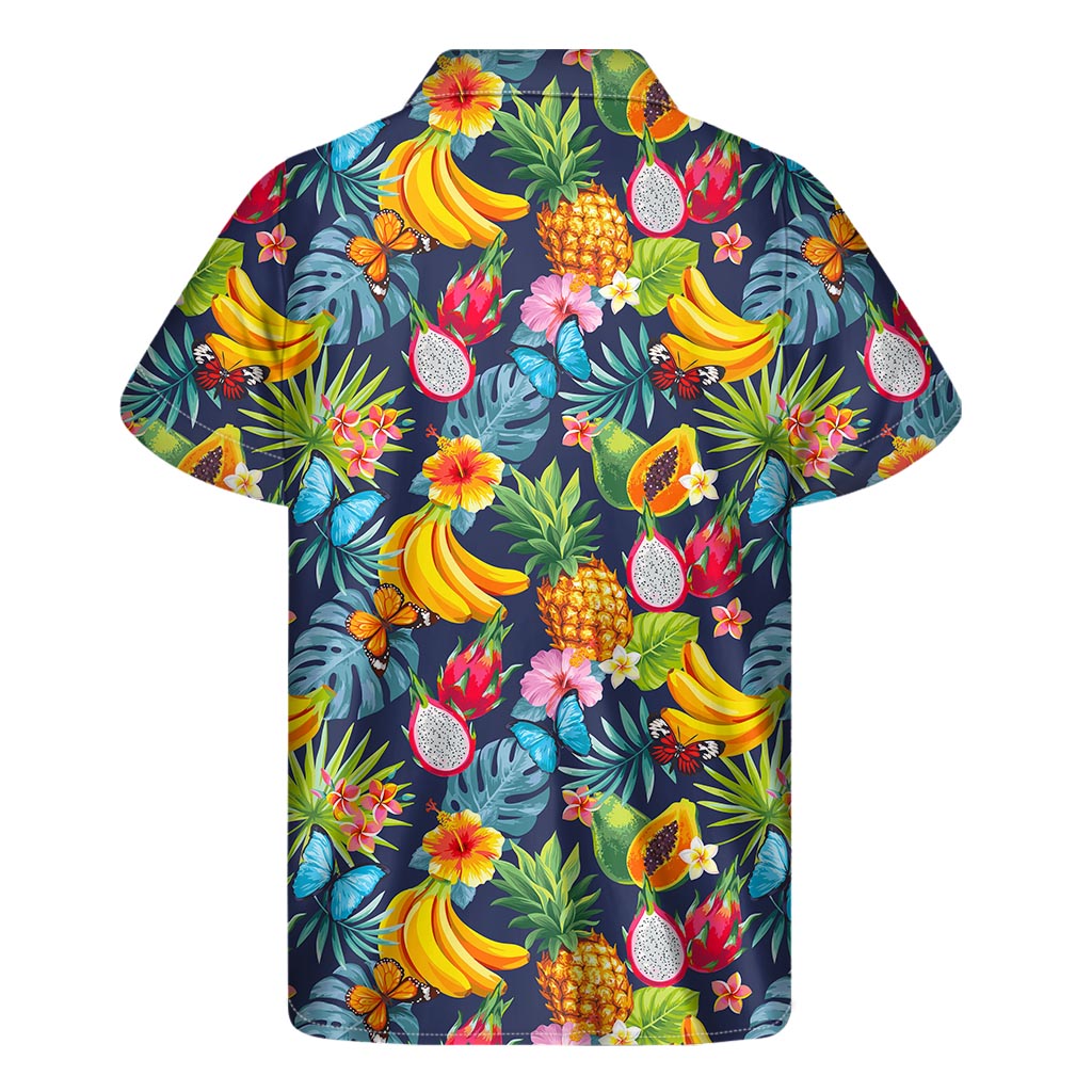 Aloha Tropical Fruits Pattern Print Men's Short Sleeve Shirt