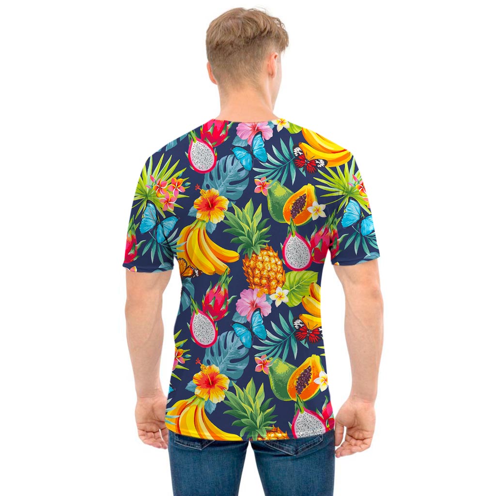 Aloha Tropical Fruits Pattern Print Men's T-Shirt