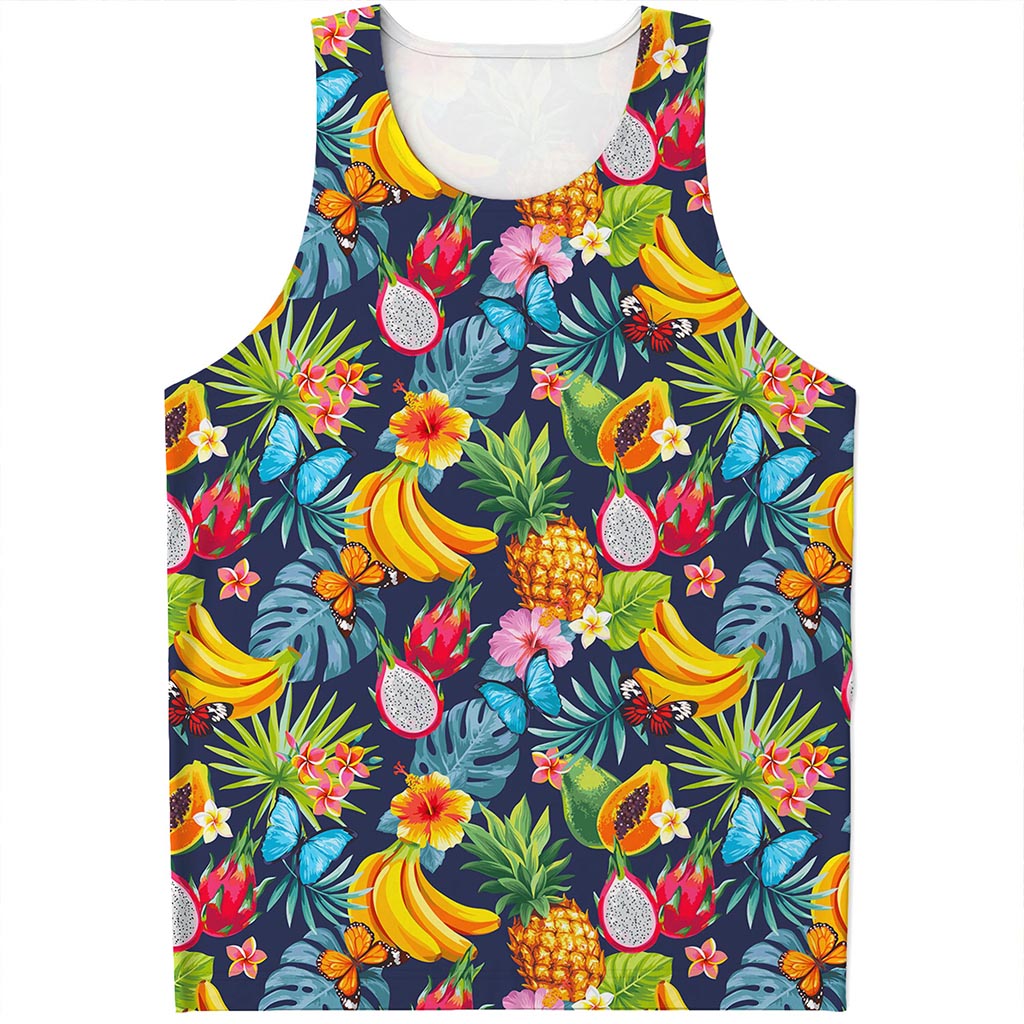 Aloha Tropical Fruits Pattern Print Men's Tank Top