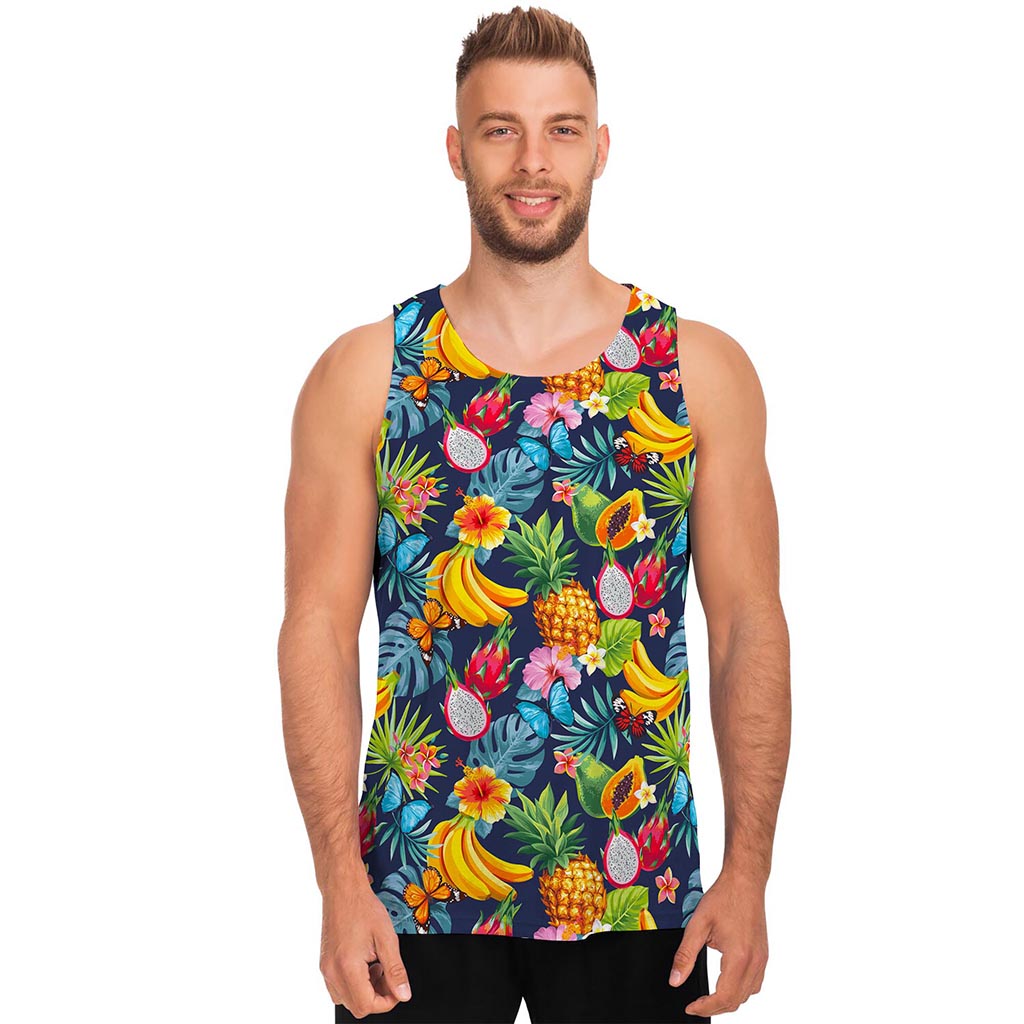 Aloha Tropical Fruits Pattern Print Men's Tank Top