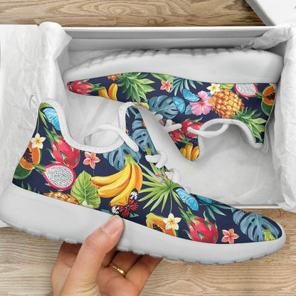 Aloha Tropical Fruits Pattern Print Mesh Knit Shoes GearFrost