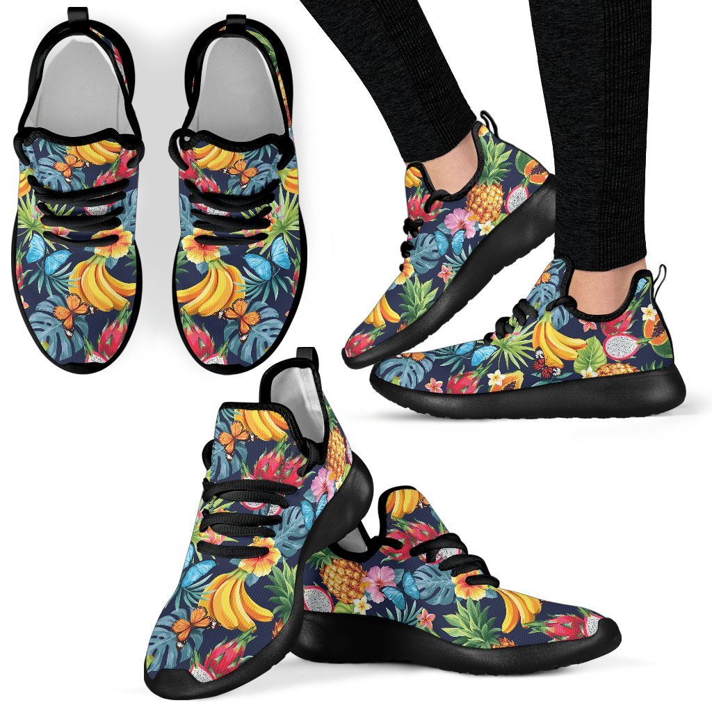 Aloha Tropical Fruits Pattern Print Mesh Knit Shoes GearFrost