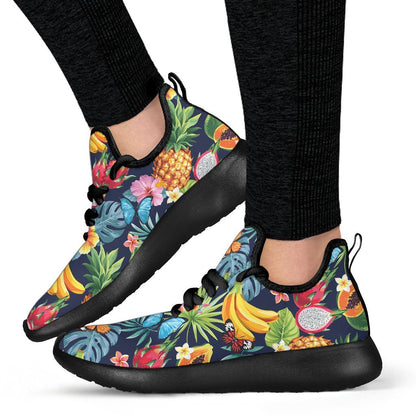 Aloha Tropical Fruits Pattern Print Mesh Knit Shoes GearFrost