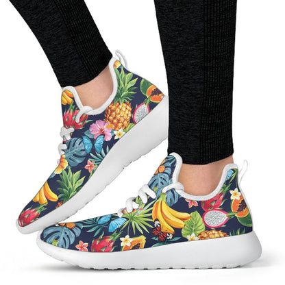 Aloha Tropical Fruits Pattern Print Mesh Knit Shoes GearFrost