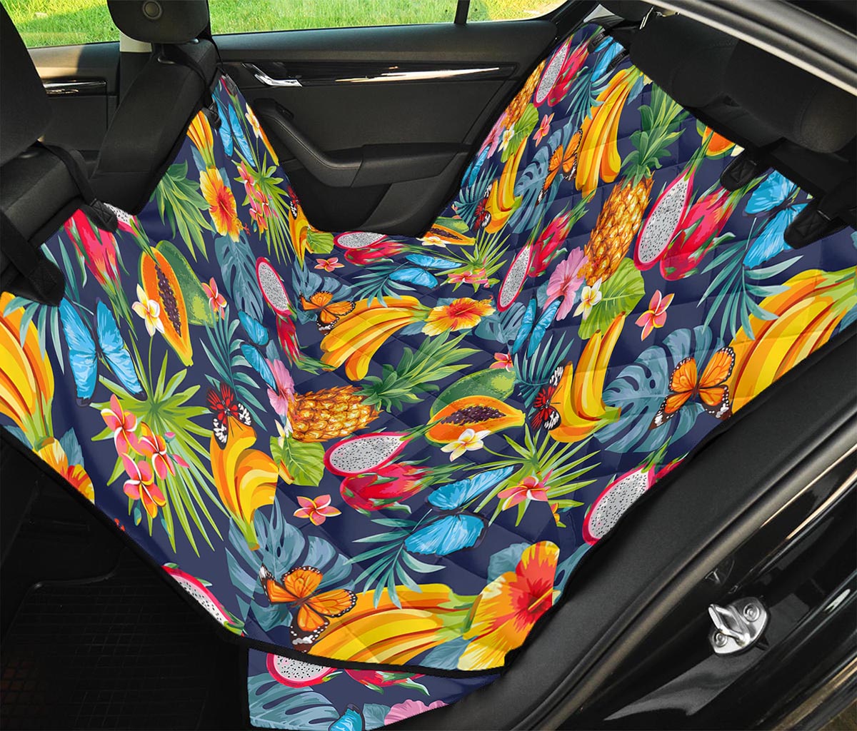 Aloha Tropical Fruits Pattern Print Pet Car Back Seat Cover