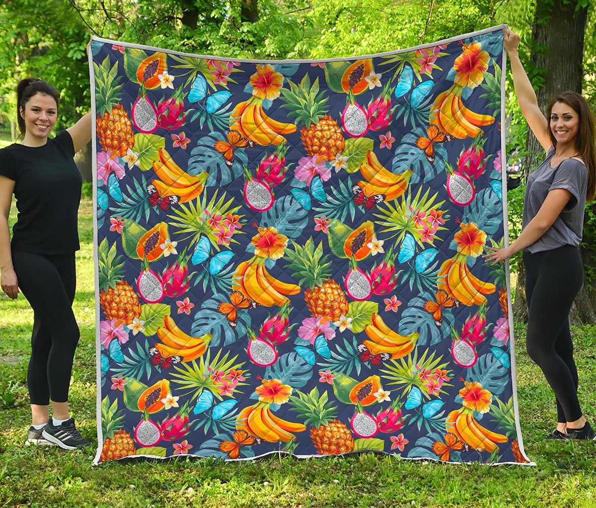 Aloha Tropical Fruits Pattern Print Quilt