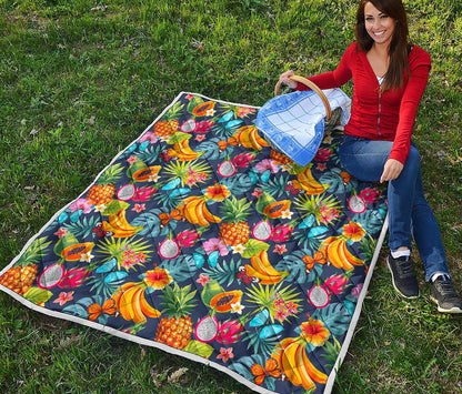 Aloha Tropical Fruits Pattern Print Quilt