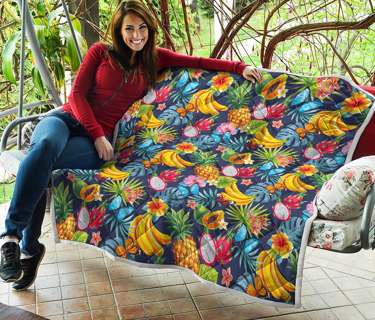 Aloha Tropical Fruits Pattern Print Quilt
