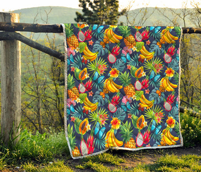 Aloha Tropical Fruits Pattern Print Quilt