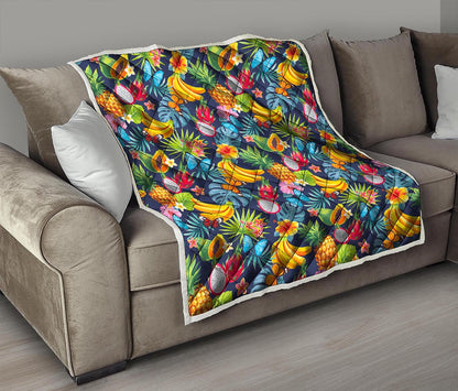 Aloha Tropical Fruits Pattern Print Quilt