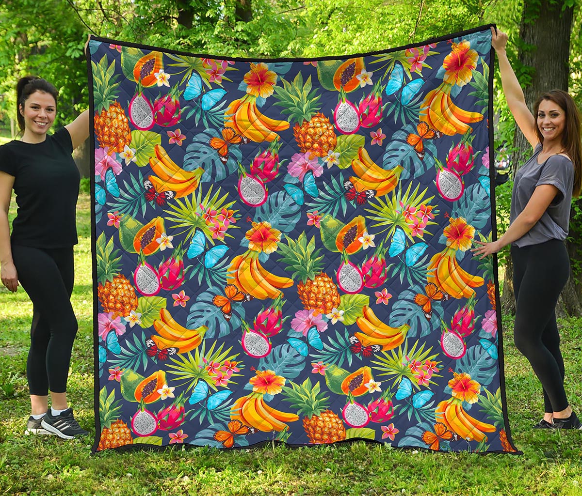 Aloha Tropical Fruits Pattern Print Quilt