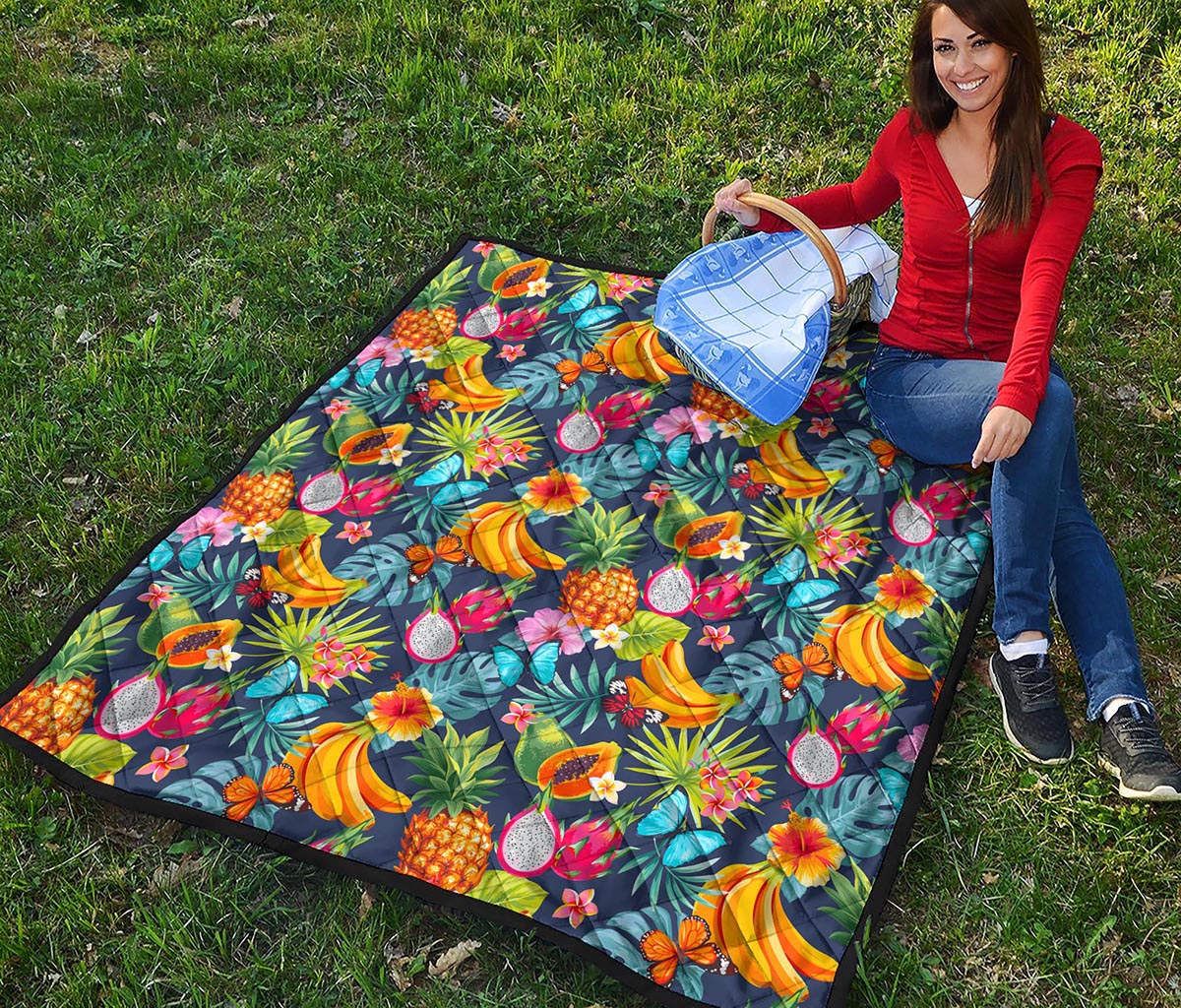 Aloha Tropical Fruits Pattern Print Quilt