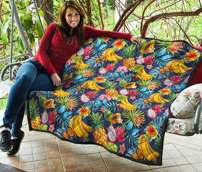Aloha Tropical Fruits Pattern Print Quilt