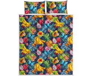 Aloha Tropical Fruits Pattern Print Quilt Bed Set