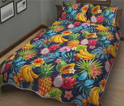 Aloha Tropical Fruits Pattern Print Quilt Bed Set