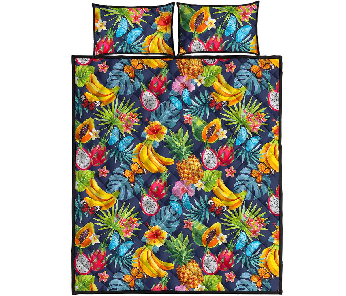 Aloha Tropical Fruits Pattern Print Quilt Bed Set