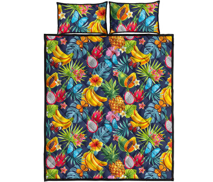 Aloha Tropical Fruits Pattern Print Quilt Bed Set